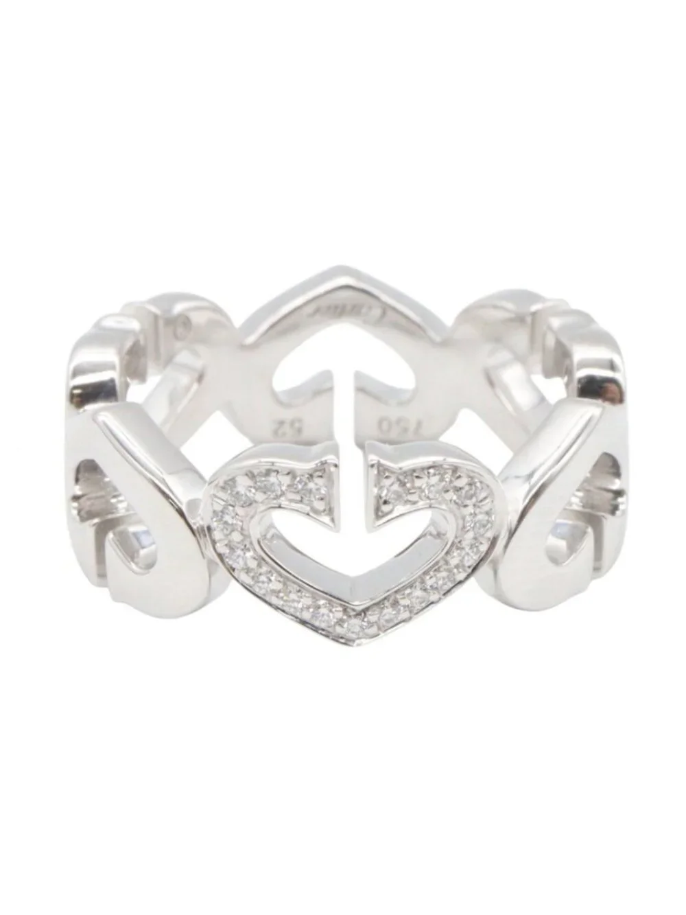 Cartier Ring C Heart Diamond 18k White Gold